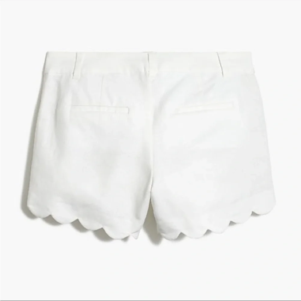J. Crew White Linen shorts with Scalloped Hem